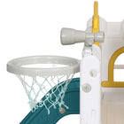 Qaba 7 in 1 Toddler Slide with Basketball Hoop, Climber, Indoor Slide Playset, Yellow-Colour: Yellow, White and Green 