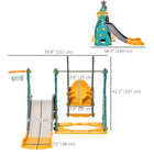 Qaba 3-in-1 Kids Swing and Slide Set with Basketball Hoop and Adjustable Seat Height-Safe, low-to-the-ground ladder for easy and secure climbing 