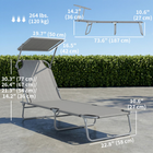 Outsunny Outdoor Lounge Chair - Adjustable Folding Chaise Lounge - Light Grey-Detachable and adjustable awning for appropriate sun shade