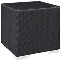 Modway Convene Outdoor Patio Side Table - Espresso-Synthetic Rattan Weave
