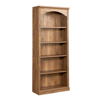 Sauder Arch 5-Shelf Bookcase - Sindoori Mango-Multi-room storage: this functional library can meet your storage needs in a variety of rooms: living room, office, kitchen, craft, or bathroom
