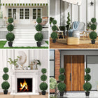 HOMCOM 40" Artificial Topiary Ball Trees in Pot - Green - 2 Pack-UV protection makes them suitable for indoor and outdoor use 