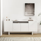 Manhattan Comfort Ella 70.9" Modern Sideboard - White-Includes 4 Soft Close Doors with 4 Adjustable Shelves and 9 Cubby Spaces