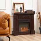 HOMCOM Electric Fireplace Heater with Wood Mantel and Remote Control - Brown-Design for year-round use, can be used with or without the heat 