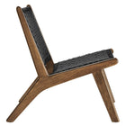 Modway Saoirse Woven Rope Wood Accent Lounge Chair - Walnut Black-Angled Legs and Crossbar Supports
