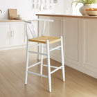Modway Amish Wood Bar Stool - White-V-Shaped Cutaway Backrest