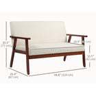 HOMCOM Loveseat Sofa with Rubber Wood Legs - Cream White-Linen-feel fabric is not easy to wrinkle, pill, or deform