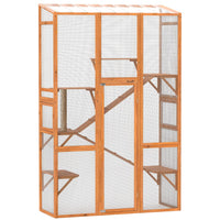 PawHut 99" H Outdoor Catio Enclosure with 6 Jumping Platforms - Orange-Expands outdoor space for cats to explore nature safely 