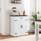 HOMCOM Farmhouse 29.6" L Sideboard Buffet Cabinet with Storage and 1.2" Thick Top - White-A drawer and a cabinet keep top tidy and clean