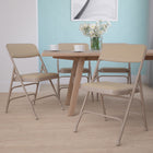 Flash Furniture HERCULES Series Curved Triple Braced & Double Hinged Beige Vinyl Metal Folding Chair-Beige Powder Coated Frame Finish
