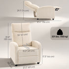 HOMCOM Push Back Recliner with Padded Seat for Home Theater - Beige-Soft, skin-friendly corduroy fabric ensures a comfortable experience