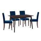 Modway Prosper 5-Piece Upholstered Velvet Dining Set - Cappuccino Navy-Parsons Dining Chairs / Modern Kitchen Table