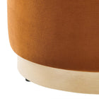 Modway Tilden 16" Round Performance Velvet Upholstered Ottoman - Rust/Natural-Weight Capacity: 506 lbs.