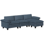 HOMCOM L-Shaped Sectional Couch with Deep Seat and Ottoman - Blue-Pocket springs and high-density foam offer firm support and plush comfort