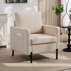HOMCOM Modern Accent Chair with Metal Legs - Side Pockets - Thick Cushion for Bedroom - Beige-Can be placed anywhere, from living room, bedroom to dining room ...
