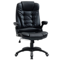 Vinsetto Height Adjustable Executive Office Chair with Swivel Wheels and Arms - Black-High-back line design with thick padding provides extra comfort