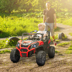 Qaba 24V 7AH Big Battery Powered Kids Ride Car with 2 Seater - Red-2 seats with safety belts ensure secure fun for siblings 