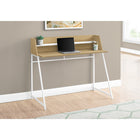 Monarch Specialties 7543 48" Computer Desk - Natural/White Metal-Sturdy metal base in a white finish provides stability and features trapezoid-shaped legs for a sleek, contemporary look