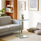 HOMCOM Glass Table with Safe Rounded Edges for Living Room - Clear-Colour: Clear