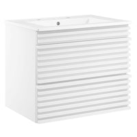 Modway Render 24" Wall-Mount Bathroom Vanity - White-Mid-Century Modern Vanity