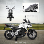 Qaba Honda Licensed 12V Electric Motorcycle with Headlights Music - White-Comes with two training wheels, boosting safety for beginners 