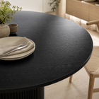 HOMCOM 47" Round Dining Table with Fluted Pedestal Base for 4-6 - Black Wood Grain-Quick assembly makes setting up hassle-free and time-saving