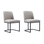 Manhattan Comfort Serena 23.62" Modern Faux Leather Upholstered Dining Chair - Light Grey - Set of 2-Modern Dining Chair for Dining Room and Home Office Use