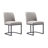 Manhattan Comfort Serena 23.62" Modern Faux Leather Upholstered Dining Chair - Light Grey - Set of 2-Modern Dining Chair for Dining Room and Home Office Use