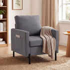 HOMCOM Modern Accent Chair with Metal Legs and Thick Cushion for Bedroom - Dark Grey-Deep foam padding all over with spring pack inside to sink in comfortably
