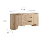 Modway Duval 71" Rounded Sideboard Storage Cabinet - Hickory Frost-Soft-Close Hinges
