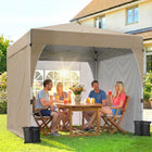 Outsunny 9.6 ft W x 9.6 ft L Pop Up Canopy Tent with 3 Sidewalls - 1-Button Push-Pop-up design with a one-push central lock for tool-free setup in just 30 minutes