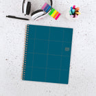 Cambridge 2026-27 Navy Grid Teacher Weekly/Monthly Planner - 11"x 9"  - Bilingual-12 tabbed monthly pages