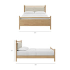 Modway Leni Queen Size Wood Platform Bed Frame - Light Oak Heathered Ivory-Solid Rubberwood Headboard & Footboard