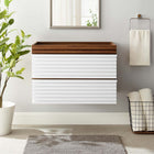 Modway Render 30" Wall-Mount Bathroom Vanity Cabinet - White/Walnut-Walnut Grain Vanity