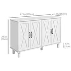HOMCOM 47.2" L Buffet Cabinet with 4 Barn Doors and 2 Adjustable Shelves - White-Offers flexible storage options with adjustable inner shelves
