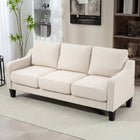HOMCOM 3 Seater Linen Sofa Couch with Pocket Spring - Beige-Breathable linen-feel fabric for year-round coziness