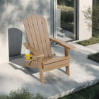 Backyard Lifestyles Folding Adirondack Chair with Hideaway Footrest & Cup Holder - Brown-2 Year Limited Warranty.