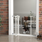PawHut 29"-39" Pet Gate with Door Pressure Fit Dog Gate for Stairs - White-Door can be set to open both directions or locked to a side