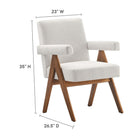 Modway Lyra Fabric Dining Room Chair - Ivory - 2 Pack-Plywood Frame, Rubber Wood Legs