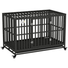 PawHut 49" Heavy Duty Steel Kennel Pet Cage - Black-Gauged tubes and frame made of high-quality steel for long lasting durability 