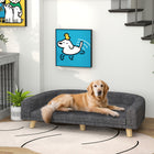 PawHut Dog Sofa with Washable Cover and Anti-slip Foot Pads - Dark Grey-Removable sofa and cover simplifies cleaning and maintenance for pet owners 
