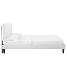 Modway Peyton Performance Velvet Queen Platform Bed with Black Wood Legs - White-Black Wood Legs With Non-Marking Caps