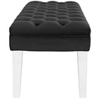 Modway Valet Performance Velvet Bench - Black-Clear Acrylic Legs