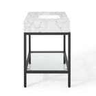 Modway Kingsley 36" Black Stainless Steel Bathroom Vanity - Black/White-Glass Storage Shelf