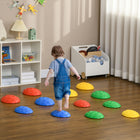 Outsunny Stepping Stones with Anti-slip Mat - Multicoloured - Set of 12-Aimed at improving kids' sensory coordination ability and courage 