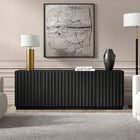 Hudson&Canal Marion Rectangular Fluted TV Stand for TV's Up to 75" - Black Grain-Base is crafted of sturdy MDF materials with MDF doors with PVC accents in a Black Grain colour