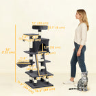 PawHut 52" Cat Tree with Condo, Hammock and Bed - Dark Grey-Soft and comfortable plush covering for safety 