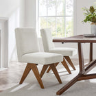 Modway Lyra Boucle Fabric Dining Room Side Chair - Ivory - 2 Pack-Boucle Fabric Upholstery