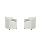 Manhattan Comfort Anna Square 22.83" Modern Faux Leather Upholstered Dining Armchair - Stone Grey - Set of 2-Modern Dining Armchair for Dining Room and Task Use. Set of 2