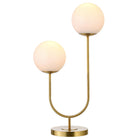 Hudson&Canal Dufrene 2-Light Table Lamp with Glass Shades - Brass/White Milk-Paired with a white milk glass enclosed globe shade